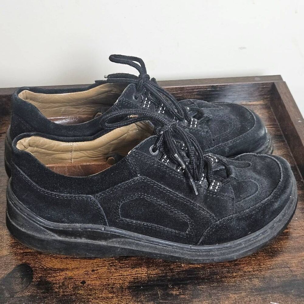 Footprints Bristol Birkenstock Lace up 42.5 Loafers Leather Black Suede Men's 9.